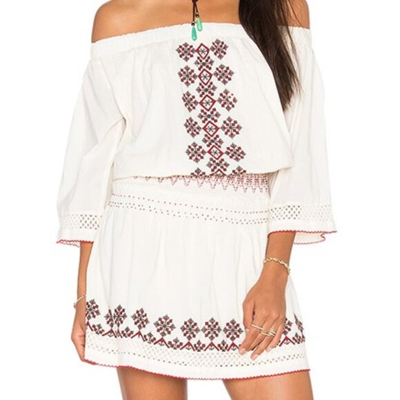 New with Tags Tularosa Off-the-Shoulder Boho Embroidered Dress Large - Picture 1 of 5